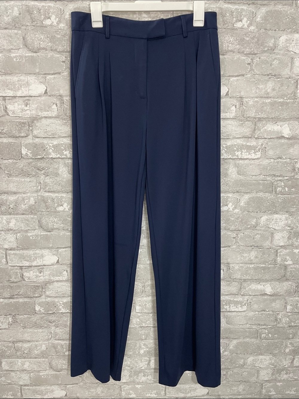 J. McLaughlin Navy High-Rise Wide-Leg Trousers